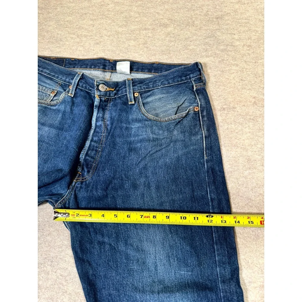 Levis 501 Original Jeans Mens 38x32 Blue Denim Classic Straight Leg‎ Button Fly